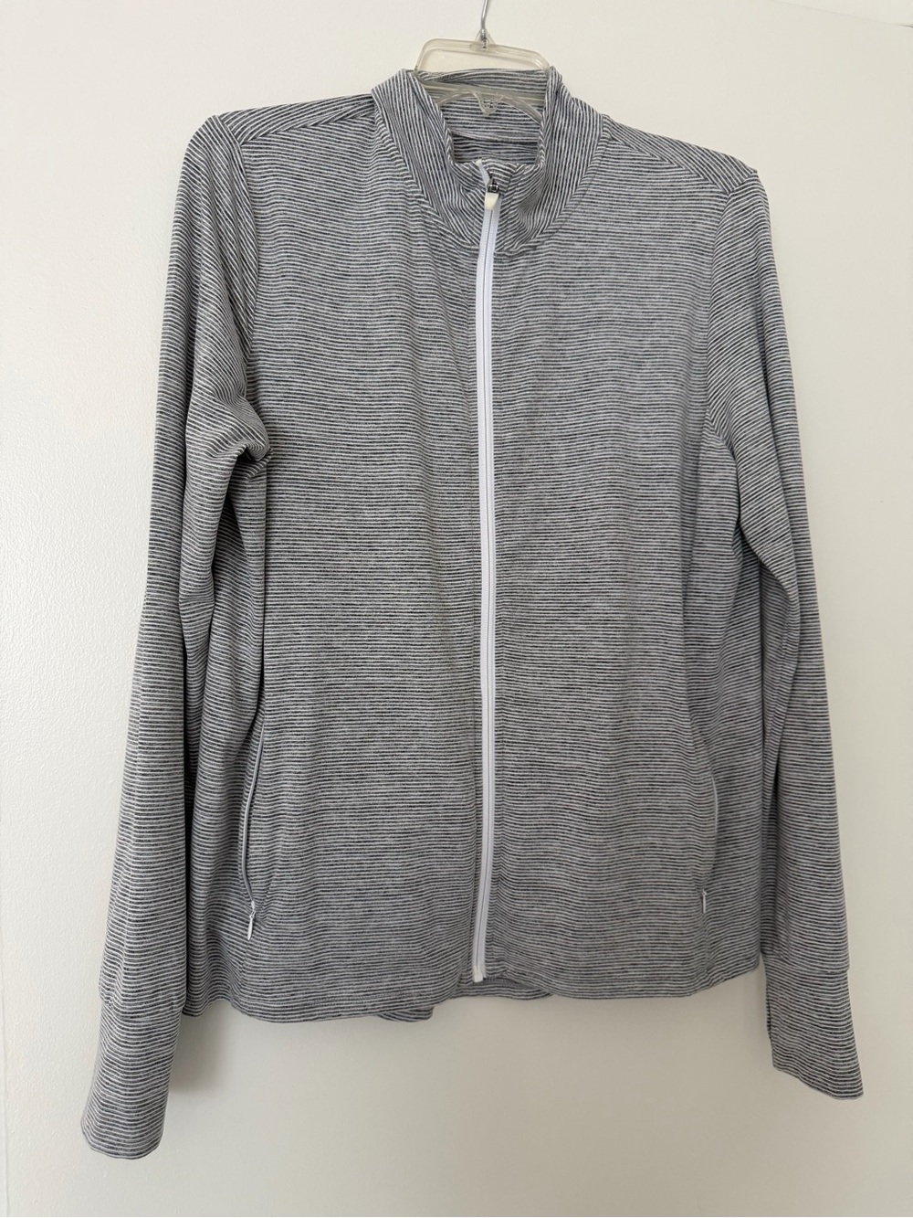 Market & Spruce Striped Gray Full-Zip Utility Jacket